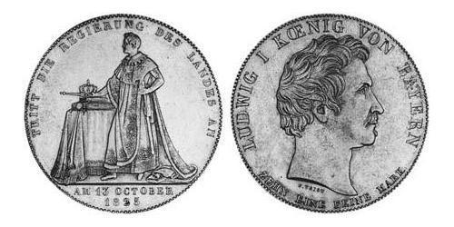 1 Талер Королівство Баварія (1806 - 1918) Срібло Людвиг I (король Баварії)(1786 – 1868)