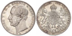 1 Талер Королівство Ганновер (1814 - 1866) Срібло Георг V (король Ганновера) (1819 - 1878)