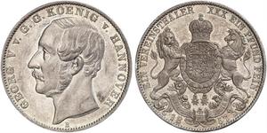 1 Талер Королівство Ганновер (1814 - 1866) Срібло Георг V (король Ганновера) (1819 - 1878)