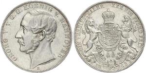 1 Талер Королівство Ганновер (1814 - 1866) Срібло Георг V (король Ганновера) (1819 - 1878)