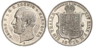 1 Талер Королівство Ганновер (1814 - 1866) Срібло Георг V (король Ганновера) (1819 - 1878)