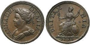1 Фартинг Королевство Великобритания (1707-1801) Медь Анна (королева Великобритании)(1665-1714)