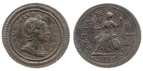 1 Фартинг Королевство Великобритания (1707-1801) Медь Георг I (1660-1727)