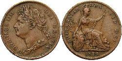 1 Фартинг Соединённое королевство Великобритании и Ирландии (1801-1922) Медь Георг IV (1762-1830)