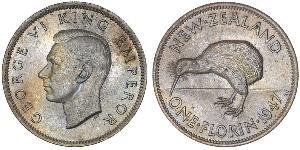 1 Флорин Новая Зеландия Серебро Георг VI (1895-1952)