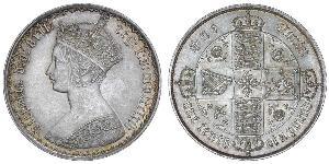 1 Флорин Соединённое королевство Великобритании и Ирландии (1801-1922) Серебро Виктория (1819 - 1901)