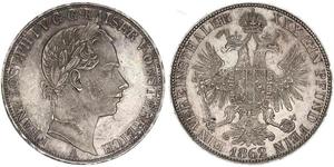 1 Флорін / 1 Гульден Австрійська імперія (1804-1867) Срібло Франц Иосиф I (1830 - 1916)