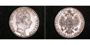 1 Флорін / 1 Гульден Австрійська імперія (1804-1867) Срібло Франц Иосиф I (1830 - 1916)