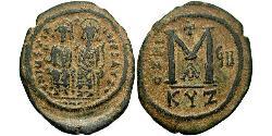 1 Фоллис Византийская империя (330-1453) Бронза Юстин II (520-578)