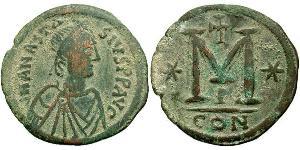 1 Фоллис Византийская империя (330-1453) Бронза Анастасий I (430-518)