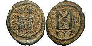 1 Фоллис Византийская империя (330-1453) Бронза Юстин II (520-578)