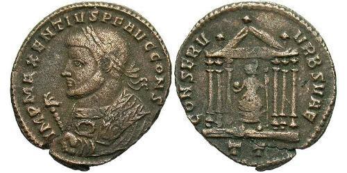 1 Фоллис Западная Римская империя (285-476) Бронза Максенций (278-312)