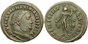 1 Фоллис Римская империя (27BC-395) Бронза Галерий Максимиан (260-311)