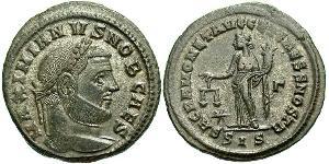 1 Фоллис Римская империя (27BC-395) Бронза Галерий Максимиан (260-311)