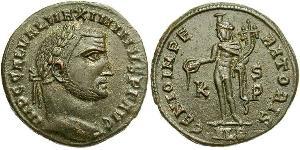 1 Фоллис Римская империя (27BC-395) Бронза Максимин  II (270 - 313)