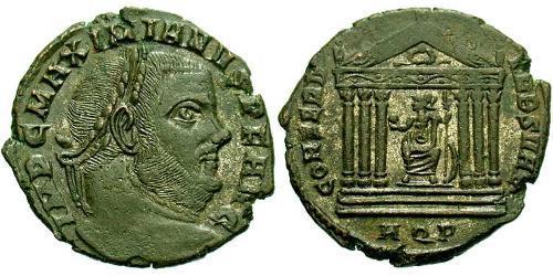 1 Фоллис Римская империя (27BC-395) Бронза Максимиан (250-310)