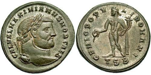 1 Фоллис Римская империя (27BC-395) Бронза Галерий Максимиан (260-311)