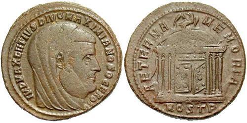 1 Фоллис Римская империя (27BC-395) Бронза Галерий Максимиан (260-311)