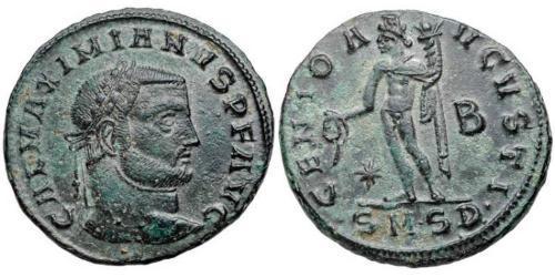 1 Фоллис Римская империя (27BC-395) Бронза Галерий Максимиан (260-311)