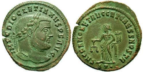 1 Фоллис Римская империя (27BC-395) Бронза Диоклетиан (244-311)