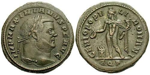 1 Фоллис Римская империя (27BC-395) Бронза Максимиан (250-310)