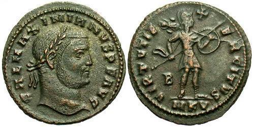 1 Фоллис Римская империя (27BC-395) Бронза Галерий Максимиан (260-311)