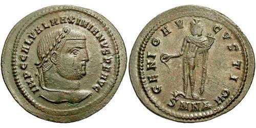 1 Фоллис Римская империя (27BC-395) Бронза Галерий Максимиан (260-311)