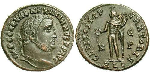 1 Фоллис Римская империя (27BC-395) Бронза Галерий Максимиан (260-311)