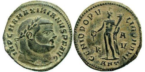 1 Фоллис Римская империя (27BC-395) Бронза Максимиан (250-310)