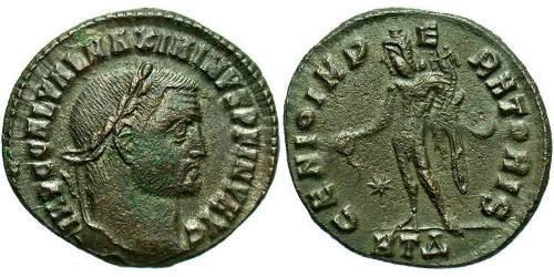 1 Фоллис Римская империя (27BC-395) Бронза Максимин  II (270 - 313)