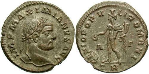 1 Фоллис Римская империя (27BC-395) Бронза Максимиан (250-310)