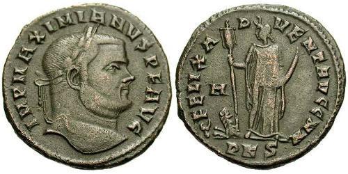 1 Фоллис Римская империя (27BC-395) Бронза Максимиан (250-310)