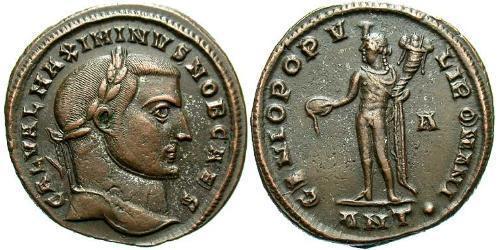 1 Фоллис Римская империя (27BC-395) Бронза Максимин  II (270 - 313)