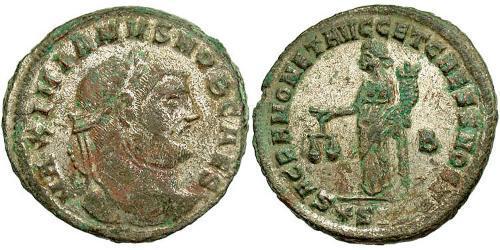 1 Фоллис Римская империя (27BC-395) Бронза Галерий Максимиан (260-311)