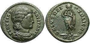 1 Фоллис / 1 AE3 Римская империя (27BC-395) Бронза Флавия Максима Фауста (289-326)