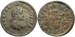 1 Фоллис /  AE2 Западная Римская империя (285-476) Бронза Аркадий (377-408)