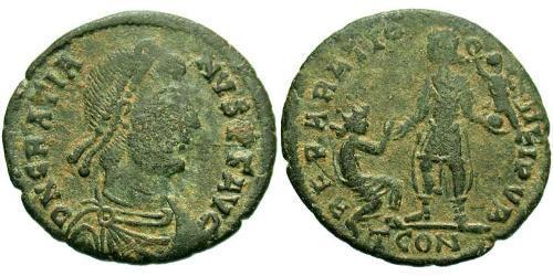 1 Фоллис /  AE2 Западная Римская империя (285-476) Бронза Грациан  (359-383)