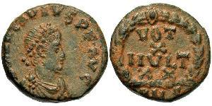 1 Фоллис /  AE4 Византийская империя (330-1453) Бронза Аркадий (377-408)