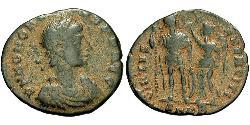 1 Фоллис /  AE4 Западная Римская империя (285-476) Бронза Гонорий (384-423)