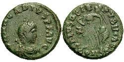 1 Фоллис /  AE4 Западная Римская империя (285-476) Бронза Аркадий (377-408)