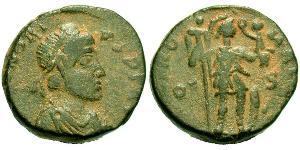 1 Фоллис /  AE4 Западная Римская империя (285-476) Бронза Гонорий (384-423)