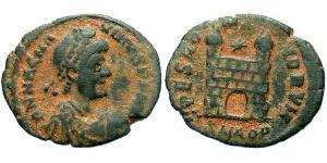 1 Фоллис /  AE4 Западная Римская империя (285-476) Бронза Магн Максим (335-388)