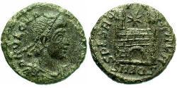 1 Фоллис /  AE4 Римская империя (27BC-395) Бронза Магн Максим (335-388)