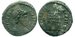 1 Фоллис /  AE4 Римская империя (27BC-395) Бронза Феодосий I (347-395)