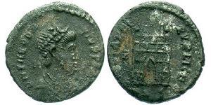 1 Фоллис /  AE4 Римская империя (27BC-395) Бронза Феодосий I (347-395)