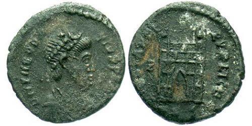 1 Фоллис /  AE4 Римская империя (27BC-395) Бронза Феодосий I (347-395)