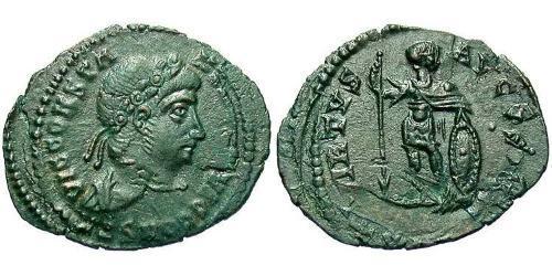 1 Фоллис /  AE4 Римская империя (27BC-395) Бронза Констанций II (317 - 361)