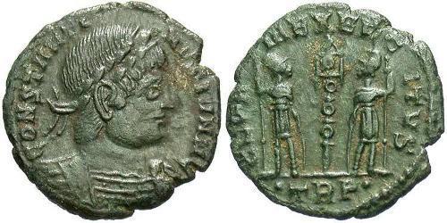 1 Фоллис /  AE4 Римская империя (27BC-395) Бронза Констанций II (317 - 361)