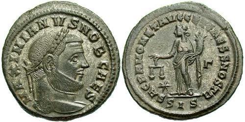 1 Фолліс Римська імперія (27BC-395) Бронза Галерій Максиміан (260-311)
