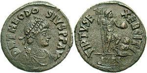 1 Фолліс /  AE2 Римська імперія (27BC-395) Бронза Феодосій I (347-395)